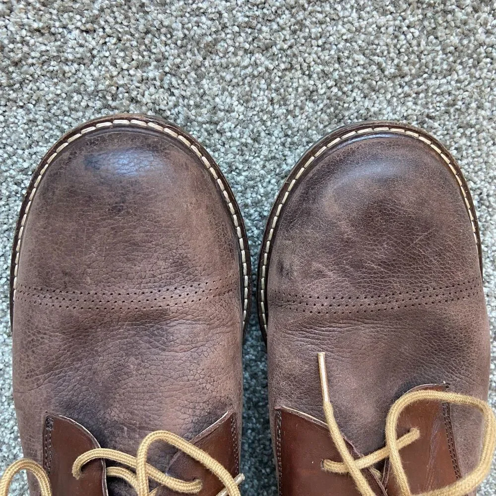 OLUKAI MEN'S LEATHER ANKLE BOOTS CHUKKAS SHOES BROWN SIZE 9